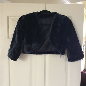 Navy fur cropped jacket